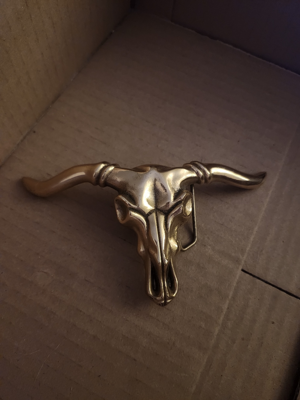 Vintage 1980 Baron Solid Brass Longhorn Steer Skull Belt Buckle #6252 Western
